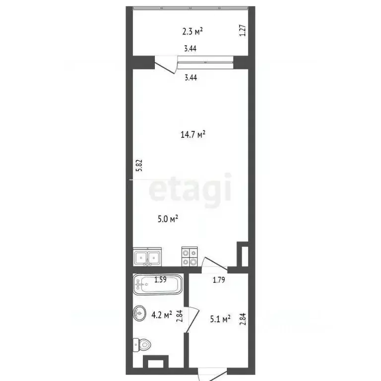 Студия Саха (Якутия), Якутск Воинская ул., 9/2к1 (29.0 м) - Фото 2