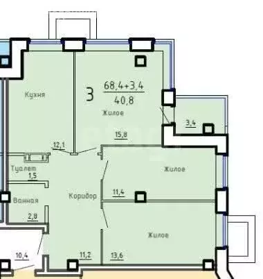 3-комнатная квартира: Абакан, улица Некрасова, 33А (68 м) - Фото 1