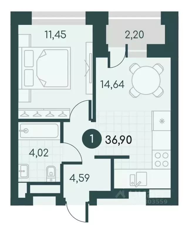 1-к кв. Курганская область, Курган Малиновые высоты жилой комплекс ... - Фото 1