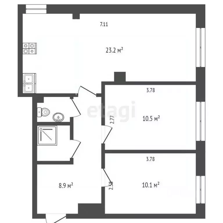 3-к кв. Москва Яхромская ул., 3 (58.5 м) - Фото 1