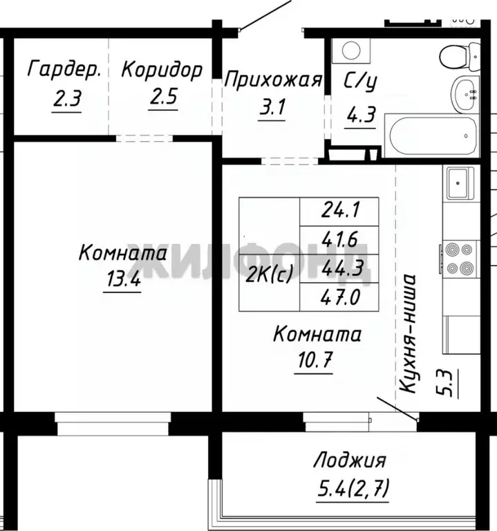 2-к кв. Алтайский край, Барнаул ул. Им. Анатолия Мельникова, 1 (44.0 ... - Фото 1