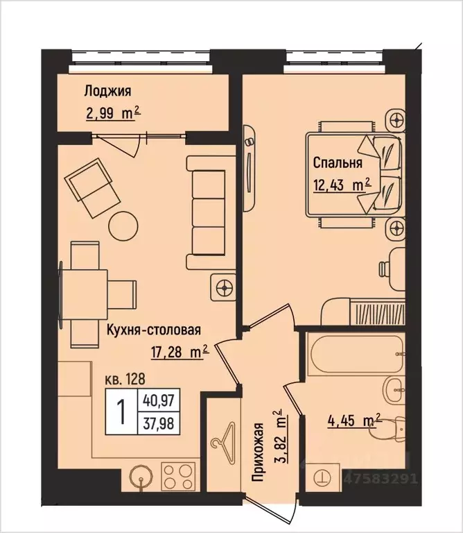 1-к кв. Нижегородская область, Нижний Новгород Литературная ул., 5 ... - Фото 1
