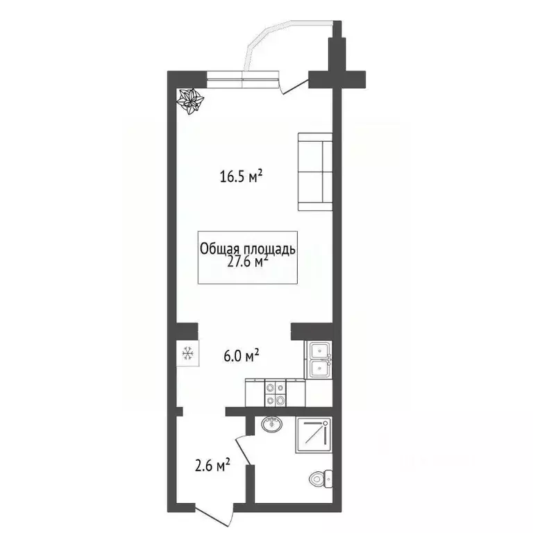 Студия Новосибирская область, Новосибирск Нижегородская ул., 24 (27.6 ... - Фото 2