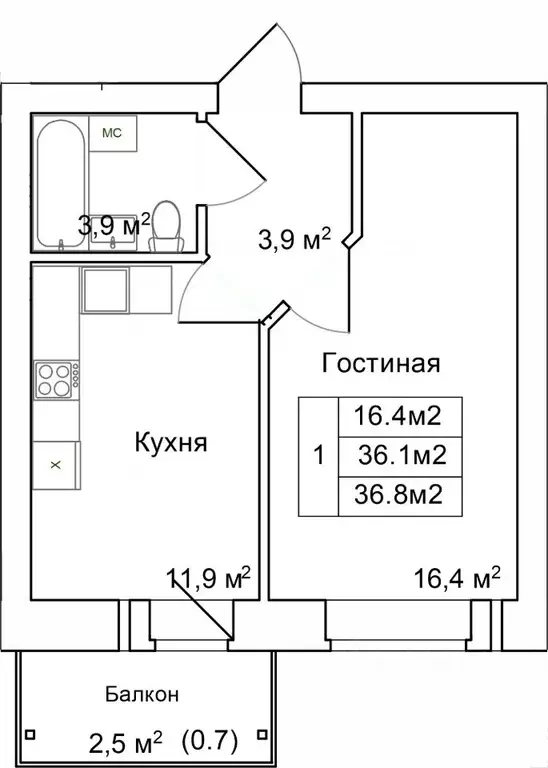 1-к кв. Псковская область, Псков Запсковье исторический район, пер. ... - Фото 0