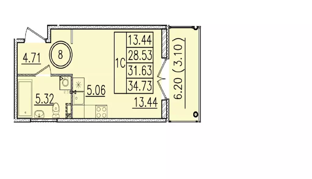 Продаётся квартира-студия, 34 м - Фото 1