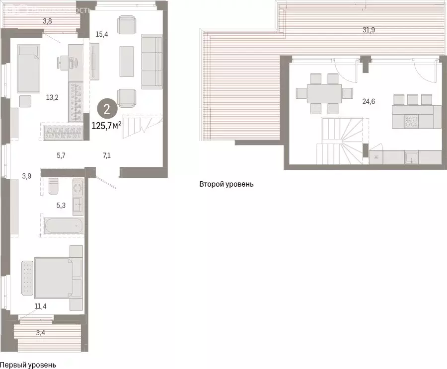 2-комнатная квартира: Тюмень, Ленинский округ (125.67 м) - Фото 1