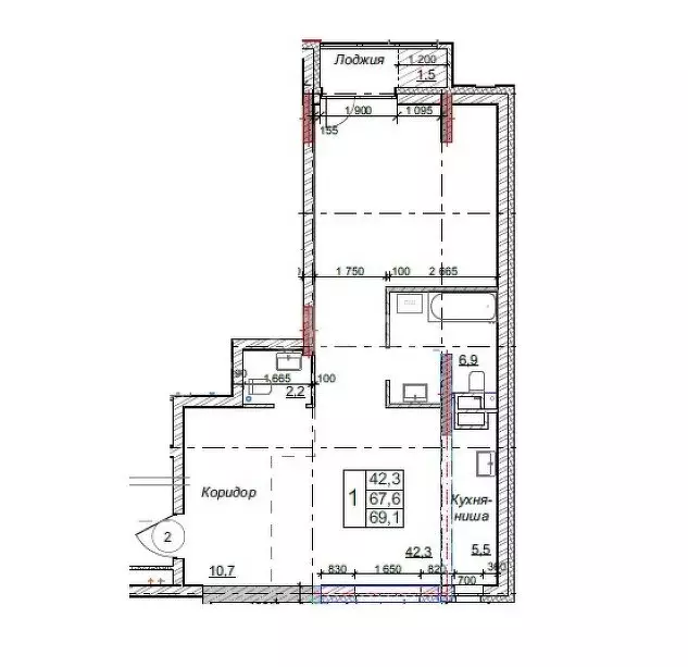 1-комнатная квартира: Пермь, улица Окулова, 28 (69.8 м) - Фото 1