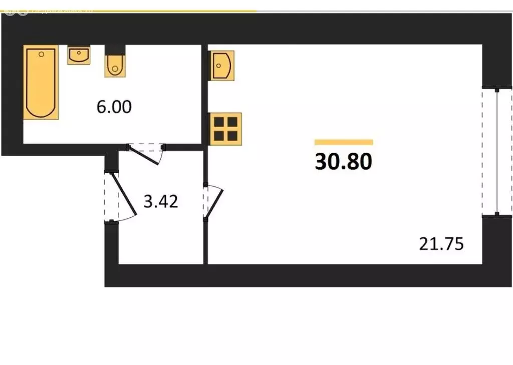 Квартира-студия: деревня Хохряки, микрорайон Богатыри, 10 (30 м) - Фото 1