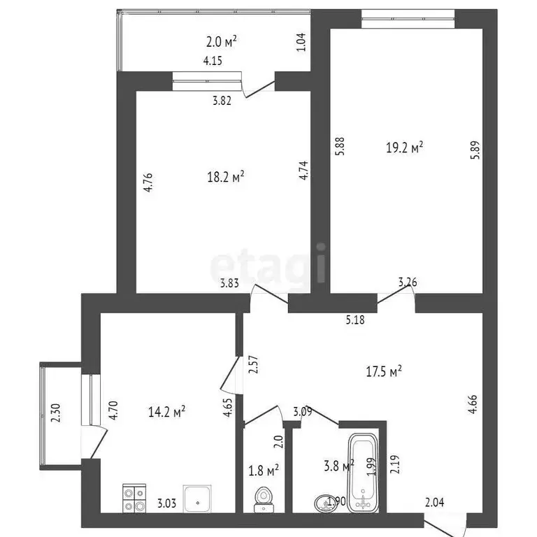 2-комнатная квартира: Оренбург, улица Автомобилистов, 2/1 (56.6 м) - Фото 0