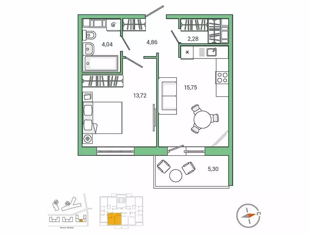 1-комнатная квартира: Гатчина, микрорайон Въезд, жилой комплекс IQ ... - Фото 1