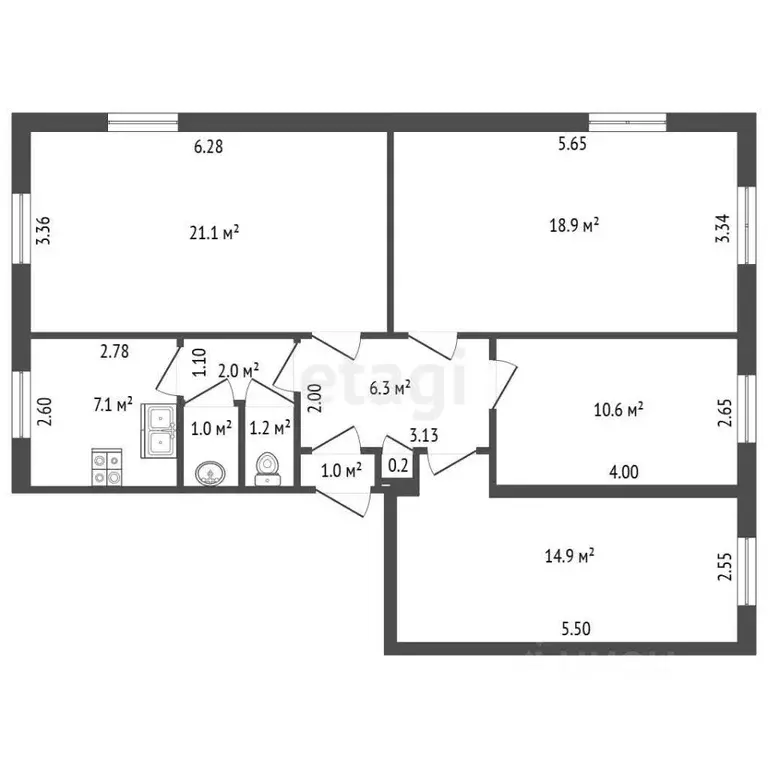Комната Санкт-Петербург Дачный просп., 23К2 (40.0 м) - Фото 2