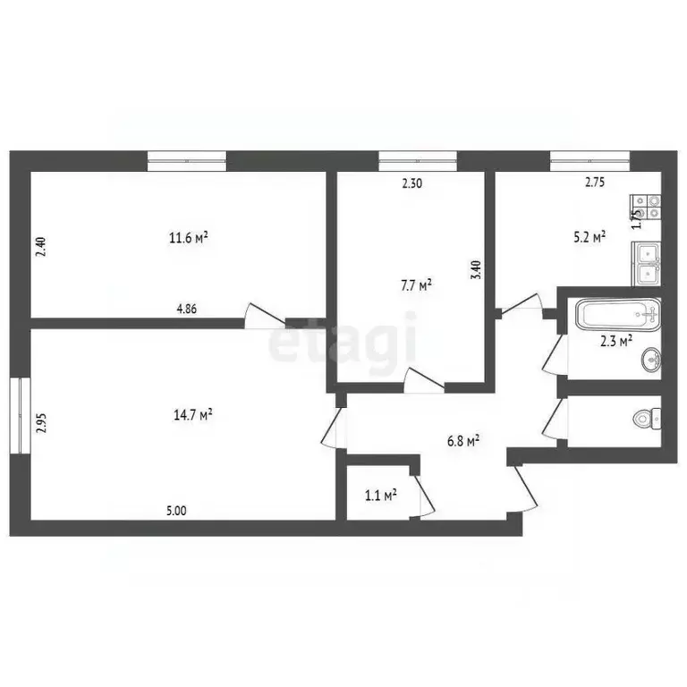 3-к кв. Пермский край, пос. Куеда ул. Первомайская, 25 (50.5 м) - Фото 2
