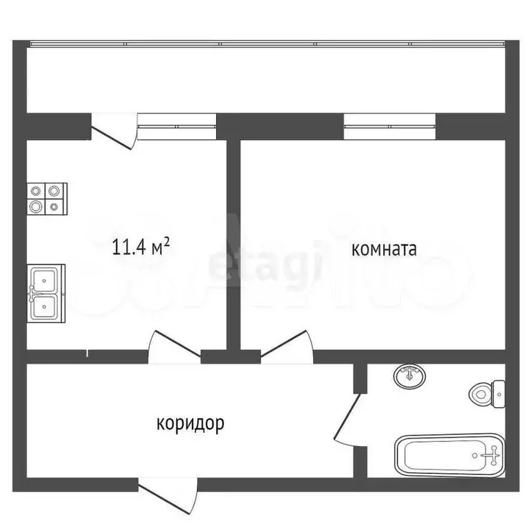 1-к. квартира, 39,6 м, 2/9 эт. - Фото 1