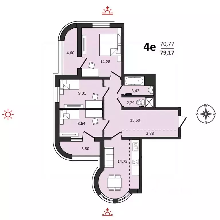 4-к кв. Хабаровский край, Хабаровск ул. Быстринская, 2 (79.17 м) - Фото 0