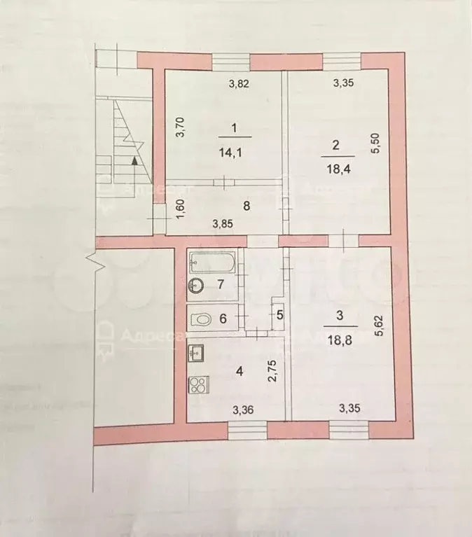 3-к. квартира, 75 м, 1/2 эт. - Фото 1