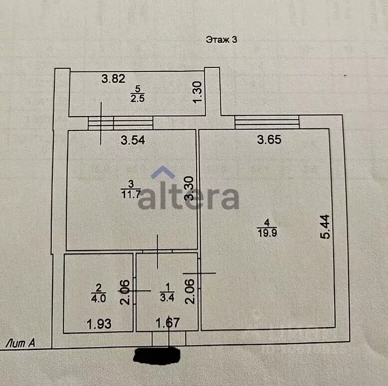 1-к кв. Татарстан, с. Высокая Гора ул. Кооперативная, 6Б (39.0 м) - Фото 2