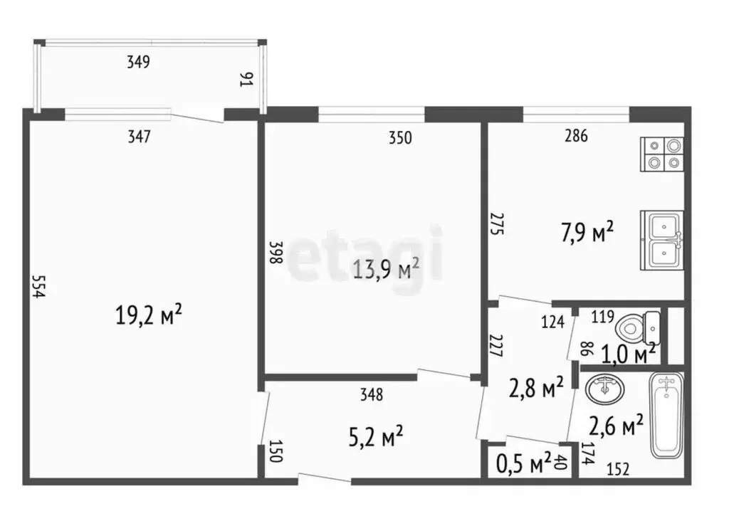 2-комнатная квартира: Калининград, улица Дзержинского, 164 (54.1 м) - Фото 1
