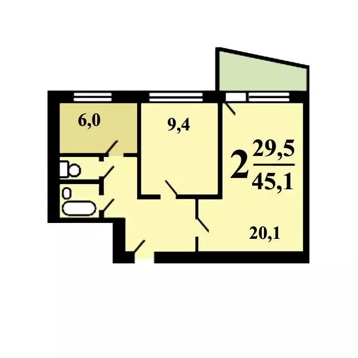 2-к кв. Москва ул. Маршала Захарова, 21К2 (45.0 м) - Фото 1