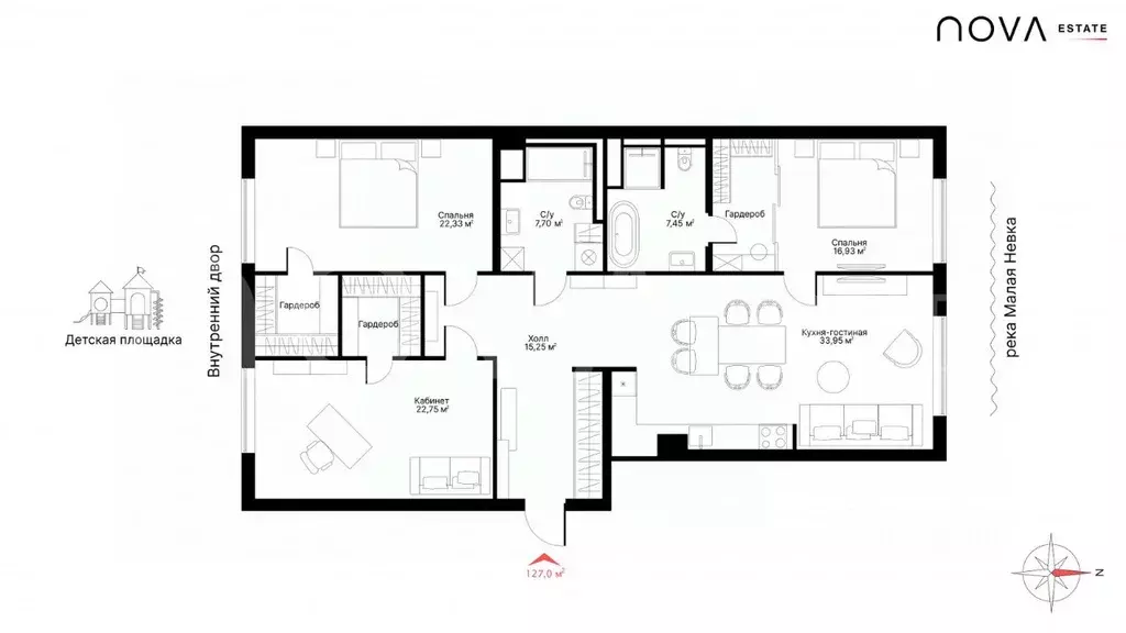 3-к кв. Санкт-Петербург проезд Петровская коса, 1к2 (127.0 м) - Фото 2