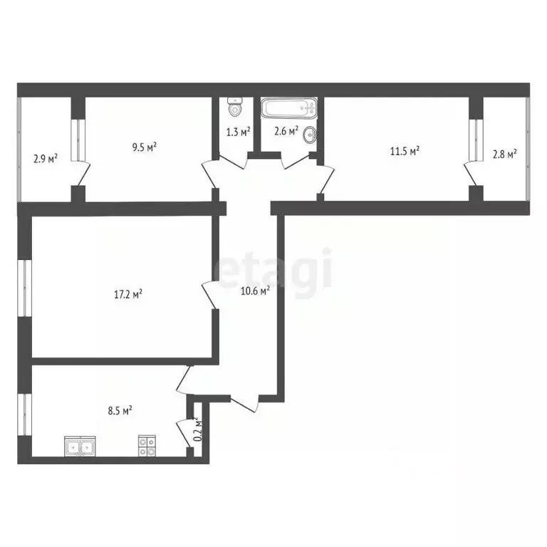 3-к кв. Саратовская область, Саратов ул. Мира, 29А (61.4 м) - Фото 2