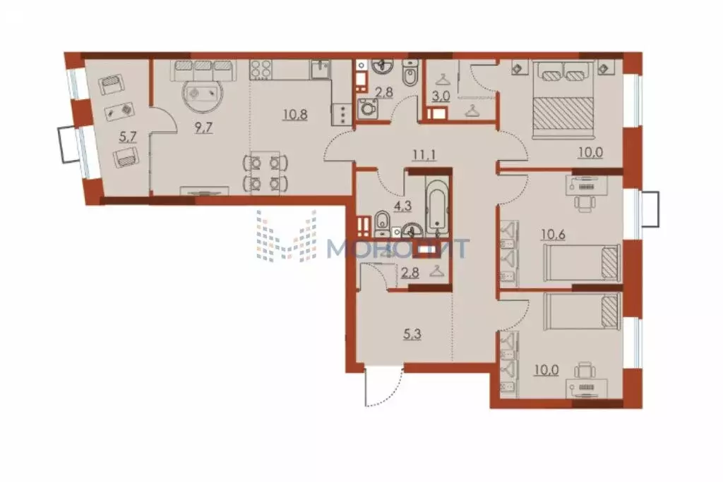 4-комнатная квартира: Нижний Новгород, микрорайон Ленгородок, ЖК ... - Фото 0