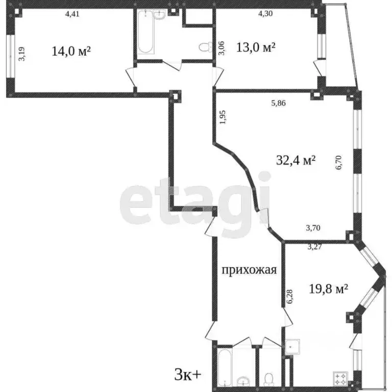 3-к кв. Белгородская область, Белгород Вокзальная ул., 26А (100.0 м) - Фото 1