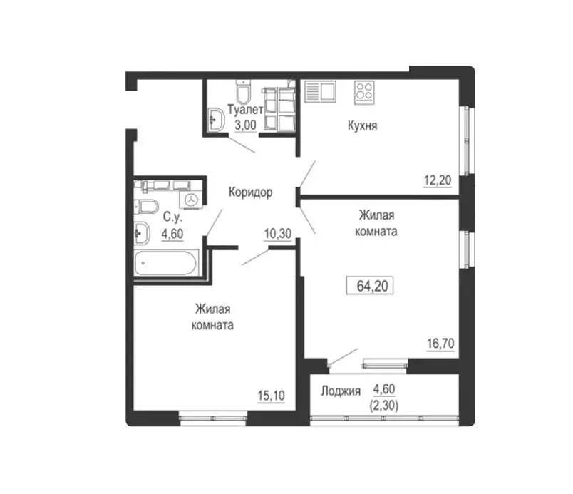 Продаётся 2-к квартира, 64.2 м - Фото 0