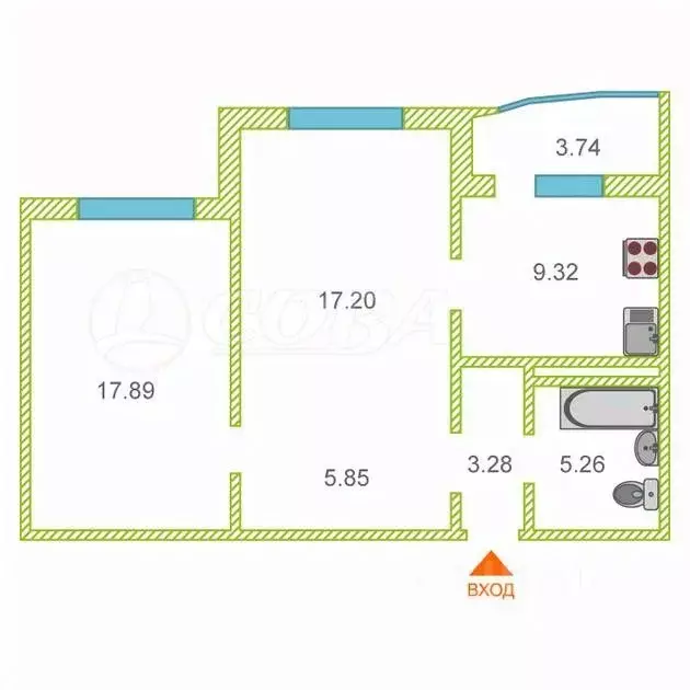 2-к кв. Тюменская область, Тюмень Кремлевская ул., 85к1 (62.5 м) - Фото 1
