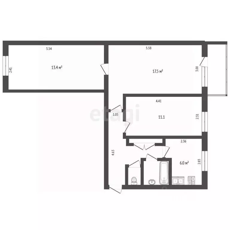3-к кв. Московская область, Коломна городской округ, д. Зарудня 21 ... - Фото 2