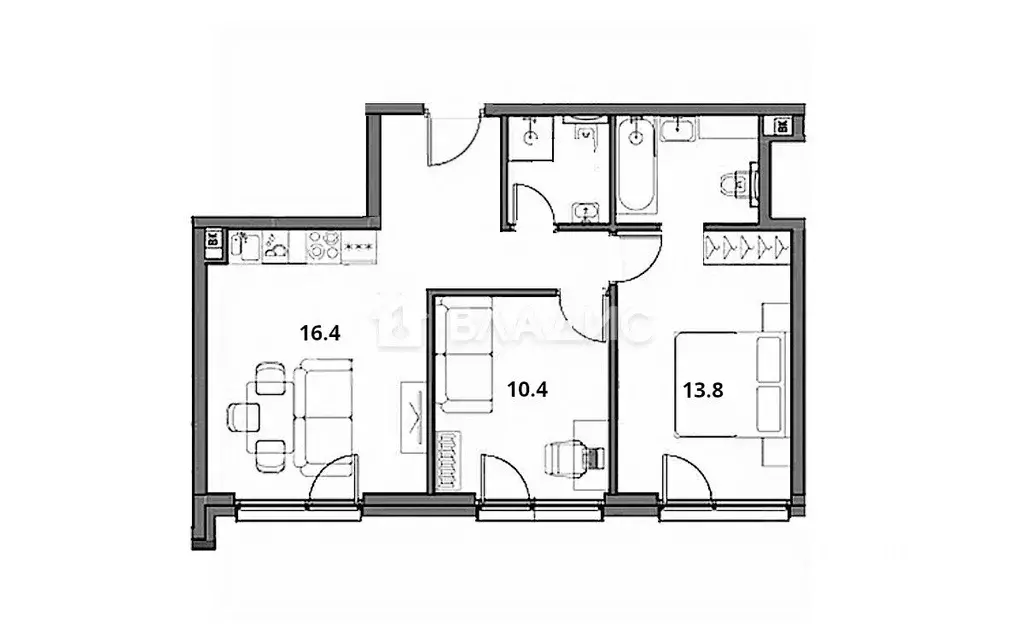 2-к кв. Москва Волгоградский просп., 32/5к2 (56.4 м) - Фото 2