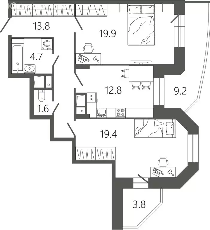 2-комнатная квартира: Подольск, микрорайон Климовск, Советская улица, ... - Фото 0