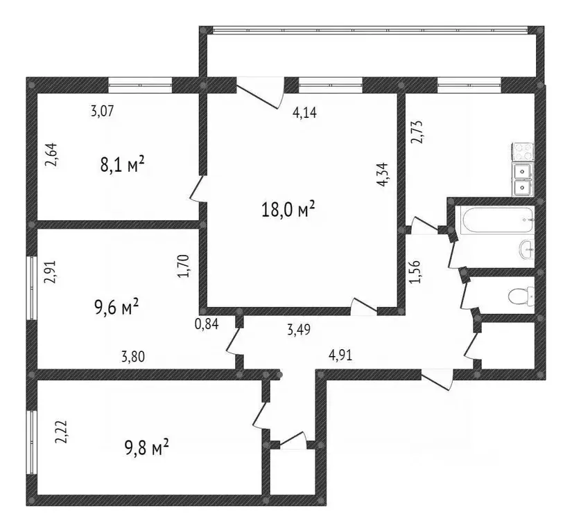 4-к кв. Свердловская область, Нижний Тагил Красная ул., 8 (72.6 м) - Фото 1