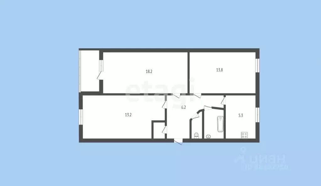 3-к кв. Карачаево-Черкесия, Черкесск ул. Карла Маркса, 46 (59.9 м) - Фото 1