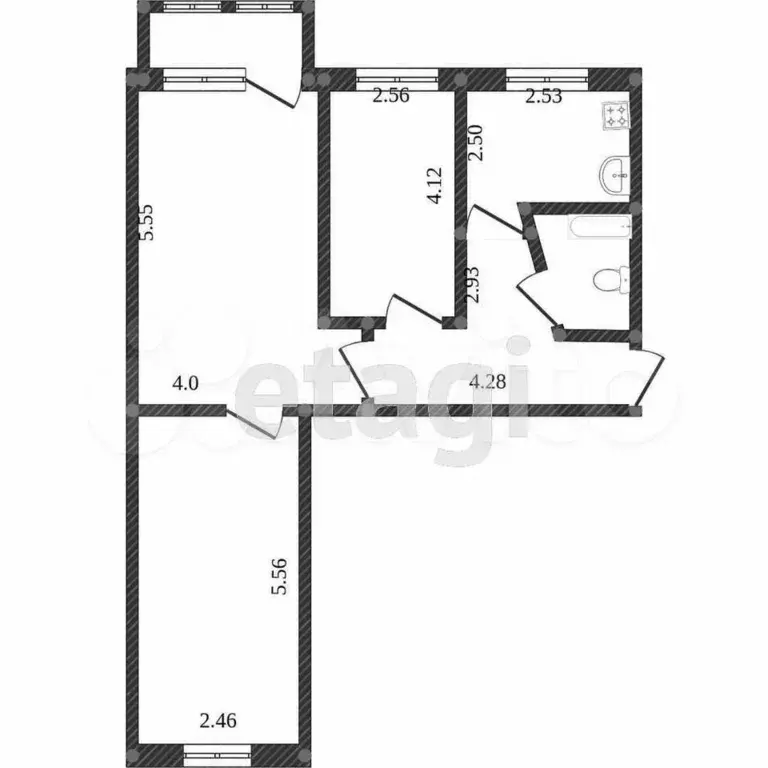3-к. квартира, 66 м, 1/3 эт. - Фото 0