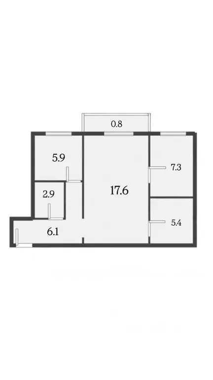 3-к кв. Башкортостан, Стерлитамак ул. Худайбердина, 164 (45.2 м) - Фото 1