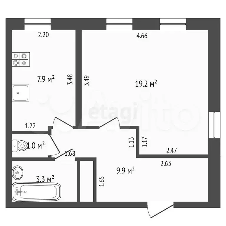 1-к. квартира, 41,5 м, 6/24 эт. - Фото 0