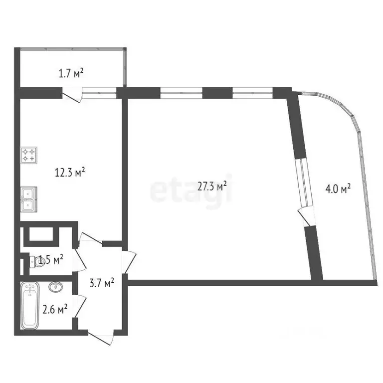1-к кв. Санкт-Петербург просп. Энергетиков, 4к3 (53.0 м) - Фото 1