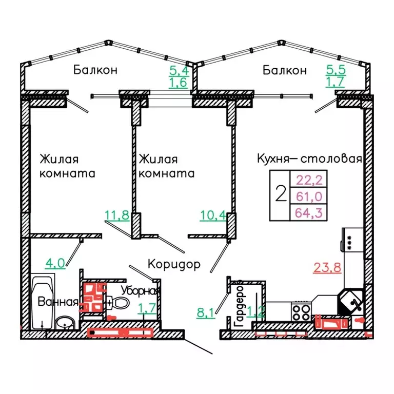 2-к кв. Белгородская область, Старый Оскол Садовые Кварталы мкр, 4 ... - Фото 1