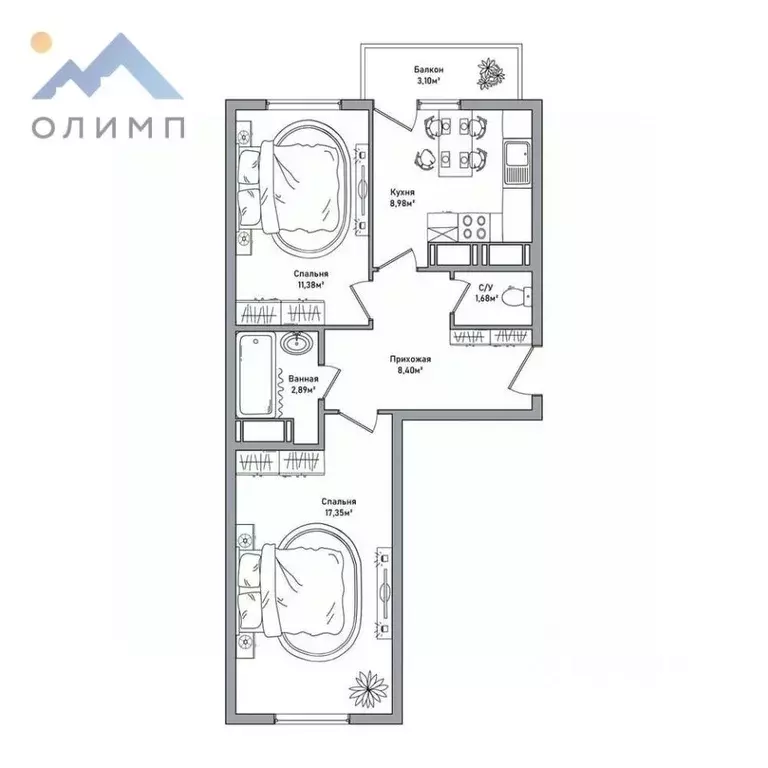 2-к кв. Ярославская область, Ярославль ул. Строителей, 16к3 (51.61 м) - Фото 1