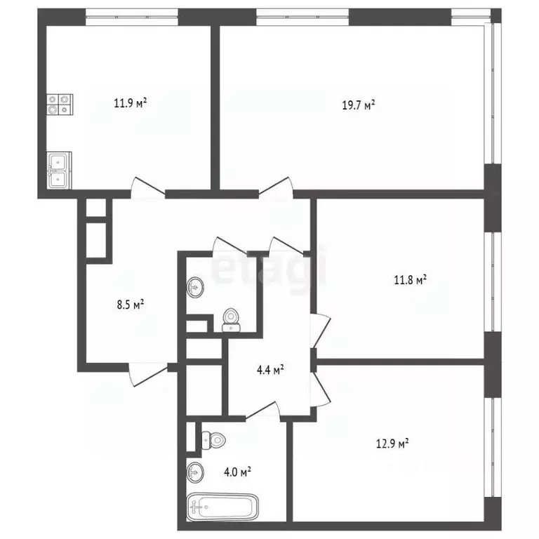 3-к кв. Москва Амурская ул., 1Ак4 (75.0 м) - Фото 2