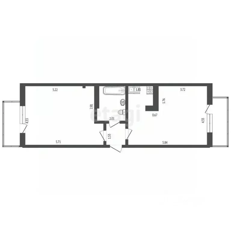 2-к кв. Кемеровская область, Кемерово ул. Дегтярева, 7 (56.0 м) - Фото 1
