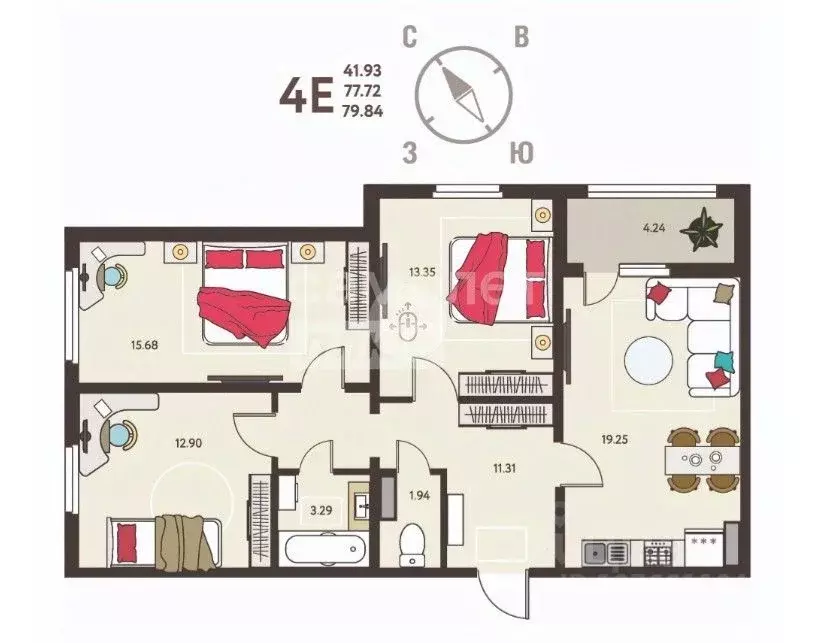 3-к кв. Липецкая область, Липецк ул. Перова (80.0 м) - Фото 1