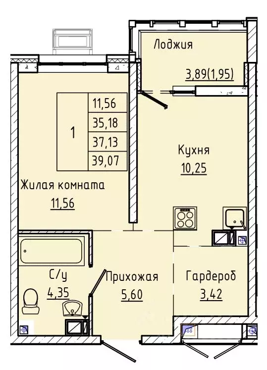 1-к кв. Ростовская область, Ростов-на-Дону ул. Текучева, 370/3 (37.13 ... - Фото 0