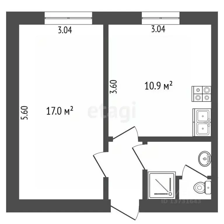 2-к кв. Псковская область, Псков Красноармейская ул., 26 (33.9 м) - Фото 2