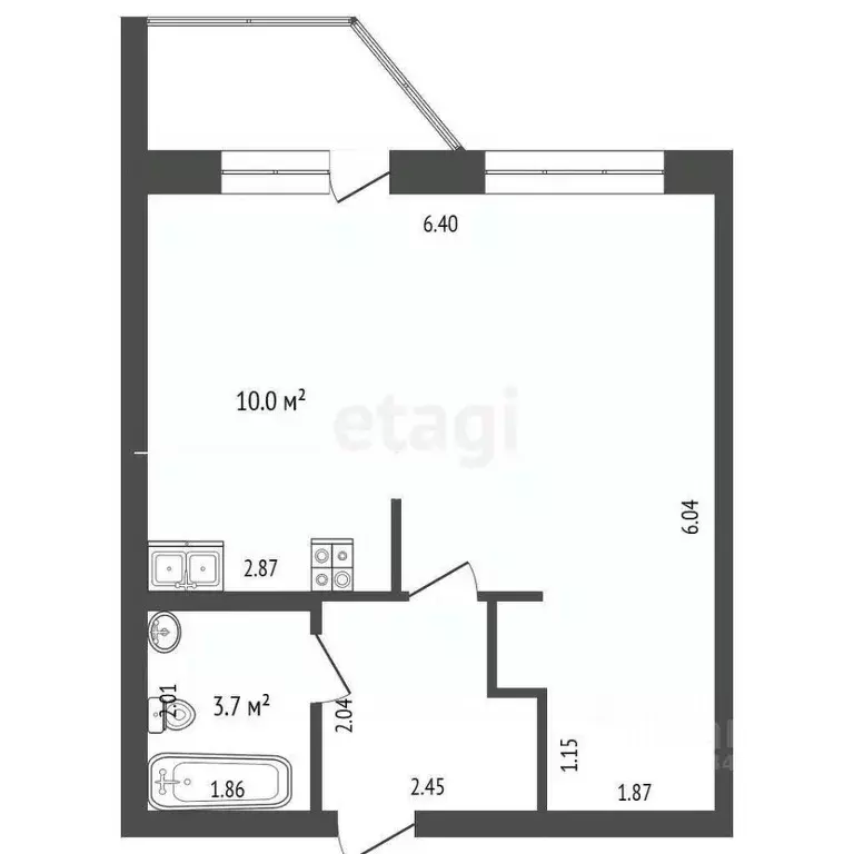 1-к кв. Тюменская область, Тюмень ул. Газопромысловая, 1к1 (37.6 м) - Фото 2