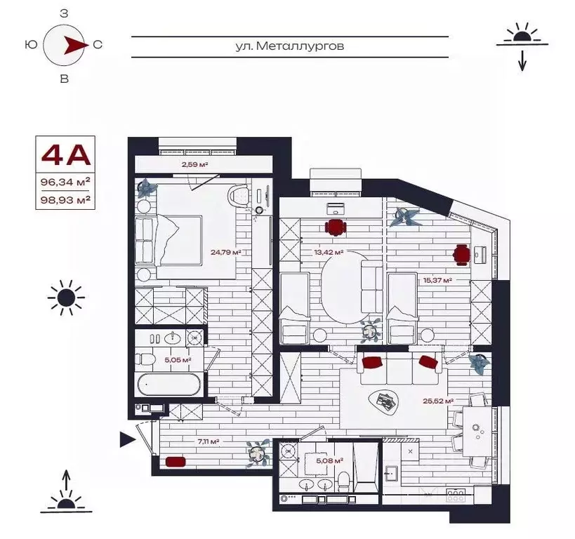 4-к кв. Иркутская область, Братск ул. Металлургов, 10 (98.93 м) - Фото 0