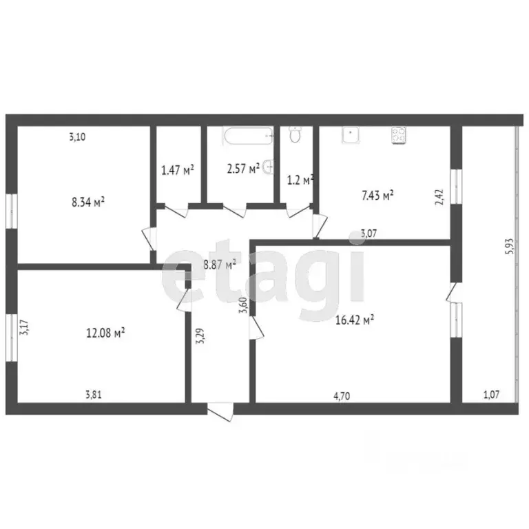 3-к кв. Ульяновская область, Ульяновск просп. Гая, 80 (62.5 м) - Фото 1