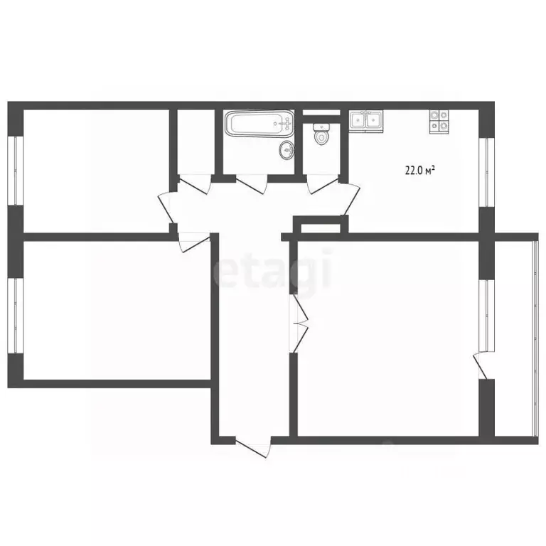 3-к кв. Тюменская область, Тюмень Широтная ул., 81 (64.5 м) - Фото 1