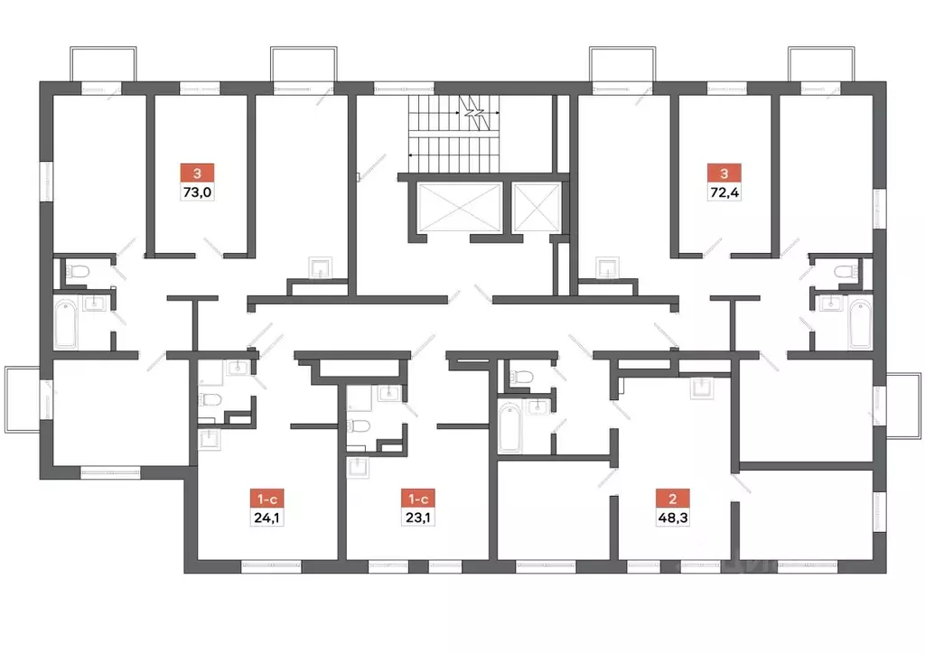 3-к кв. Ханты-Мансийский АО, Сургут 30А мкр,  (73.01 м) - Фото 1