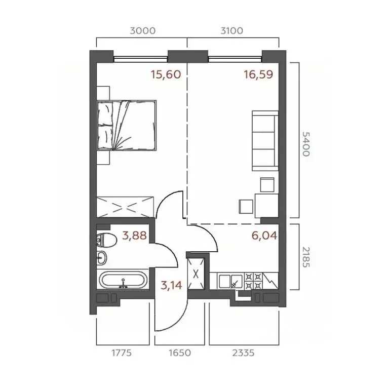 1-к кв. Иркутская область, Иркутск ул. 6-я Советская, 2 (45.25 м) - Фото 0